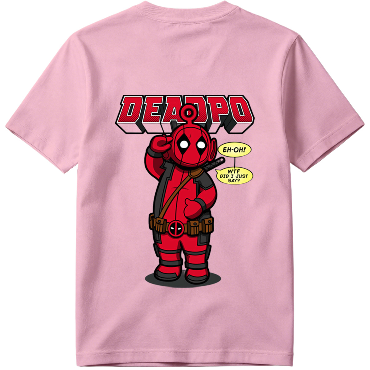 Deadpool Chibi Character with Speech Bubbles - Tee