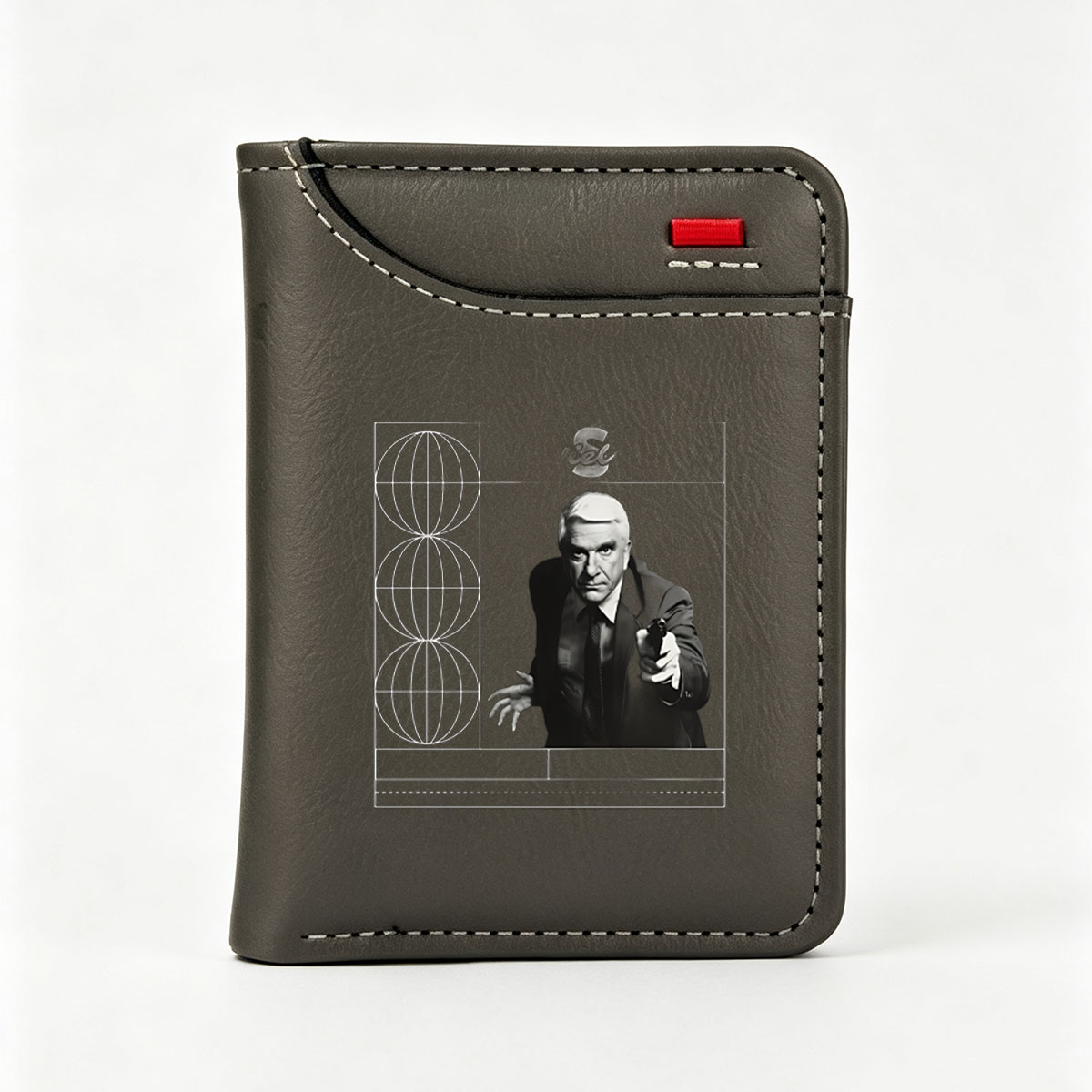 James Bond: Sean Connery in Classic Spy Pose with Gun and Globes Background - Vertical Style Wallet