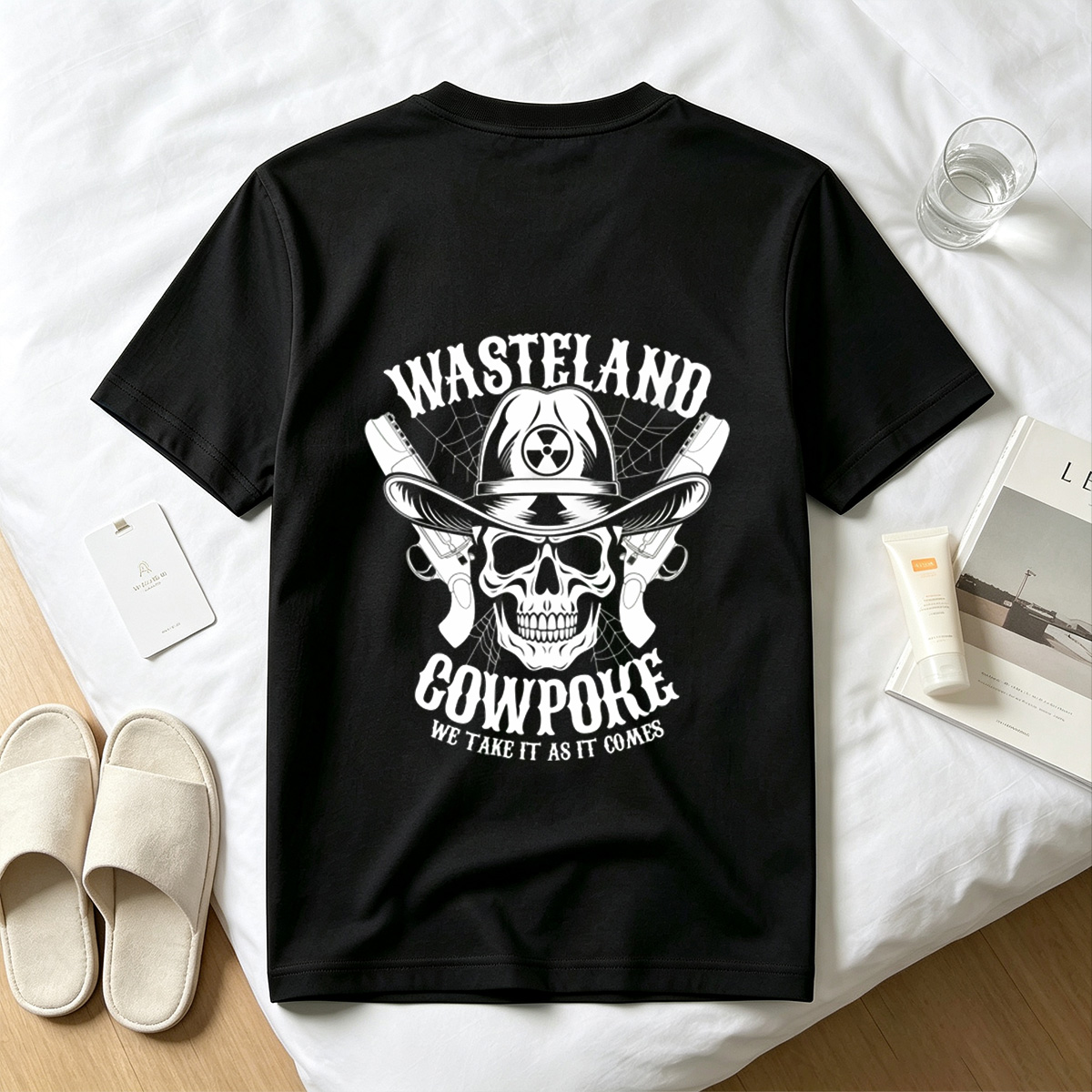 Wasteland Cowpoke: Skull with Cowboy Hat and Revolvers - Tee