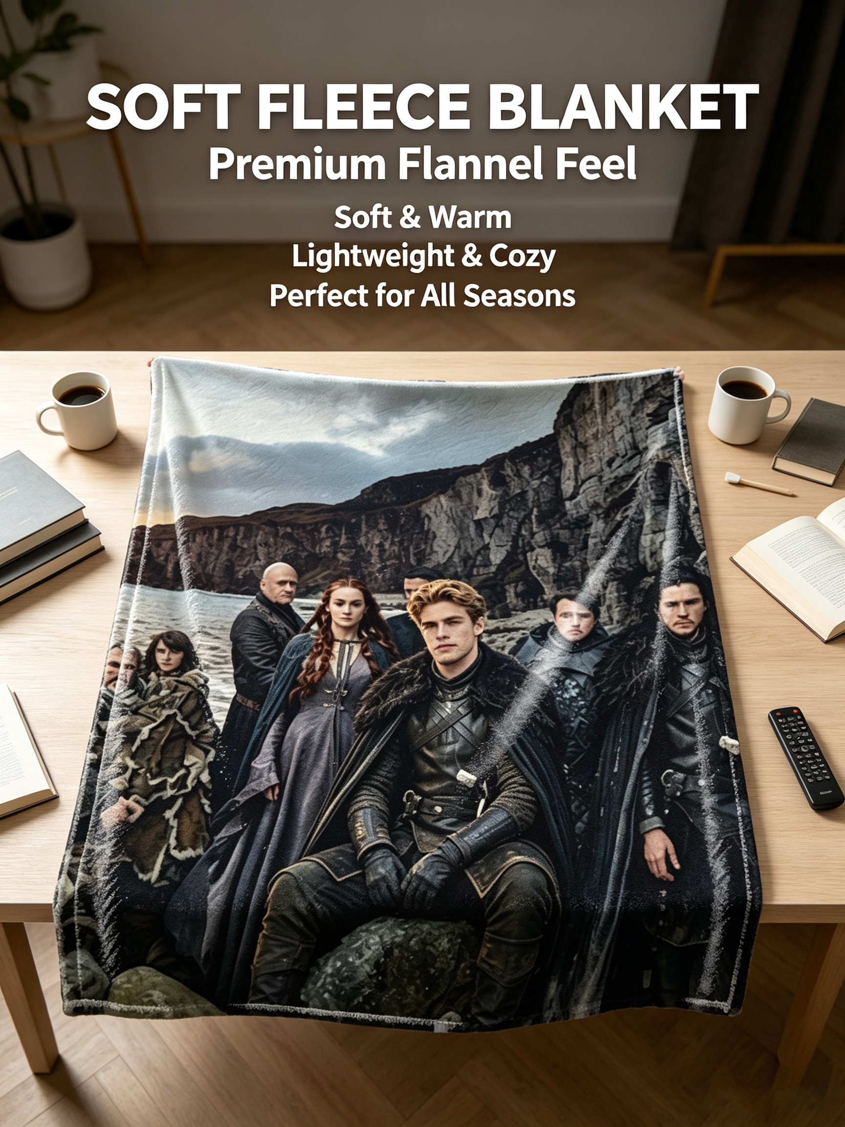 Custom Face Blanket Game of Thrones Characters Flannel Blanket Cozy Living Room Sofa Gift for Fans Collectors