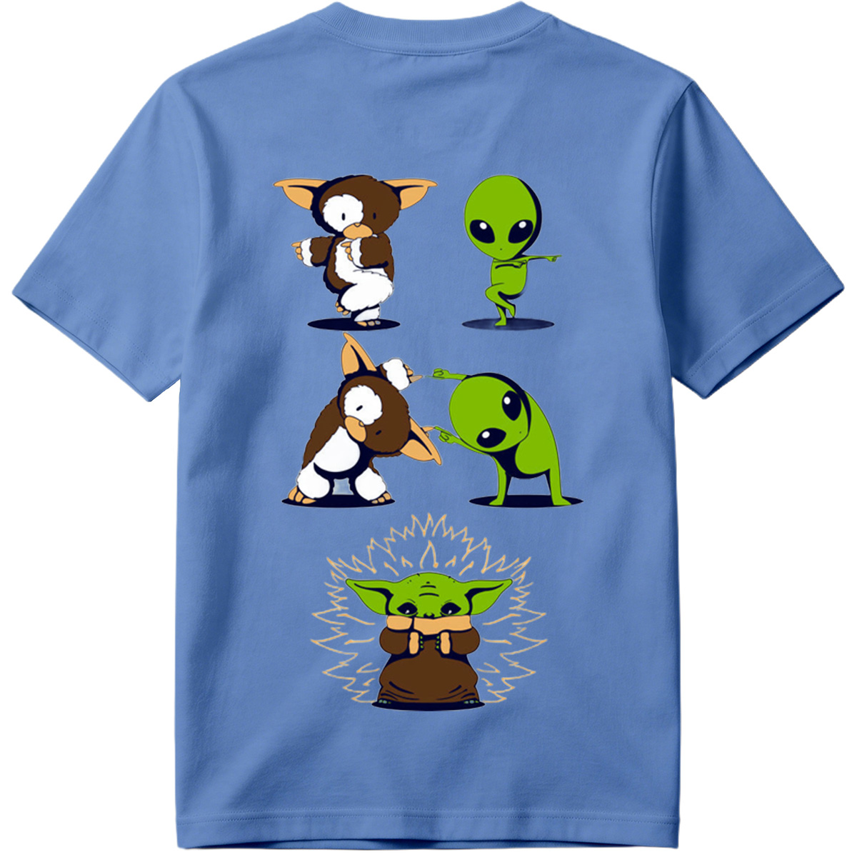 Diddy Kong, Alien, and Baby Yoda in Playful Poses - Tee