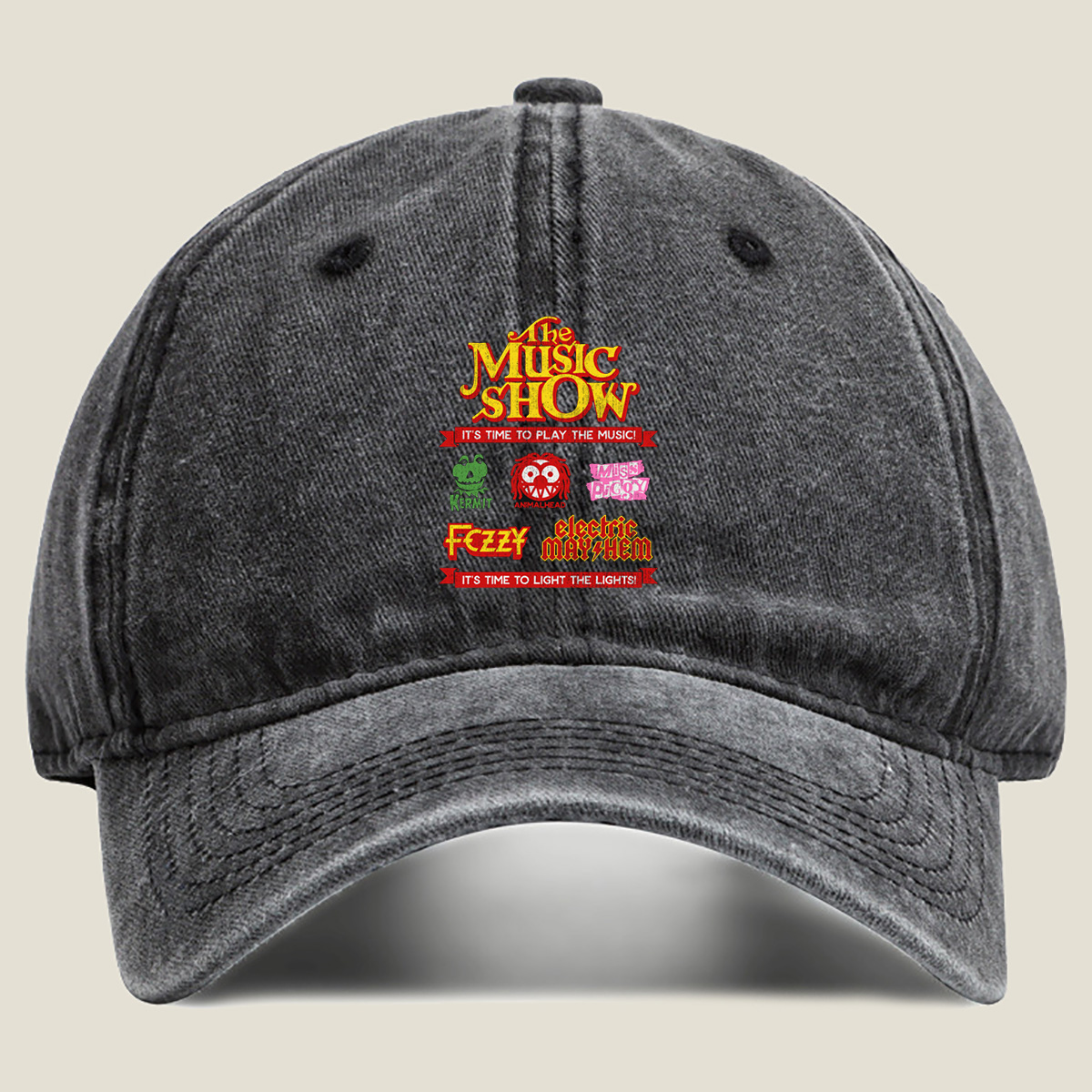 The Music Show: Kermit, Animalhead, Miss Piggy, Fozzy, Electric Mayhem - Washed Denim - Baseball Cap