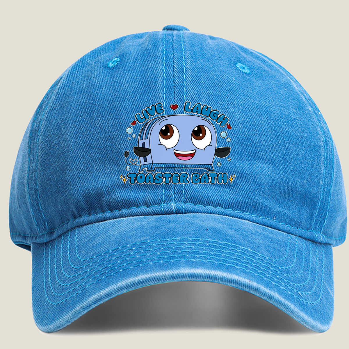 Live Laugh Toaster Bath - Washed Denim - Baseball Cap