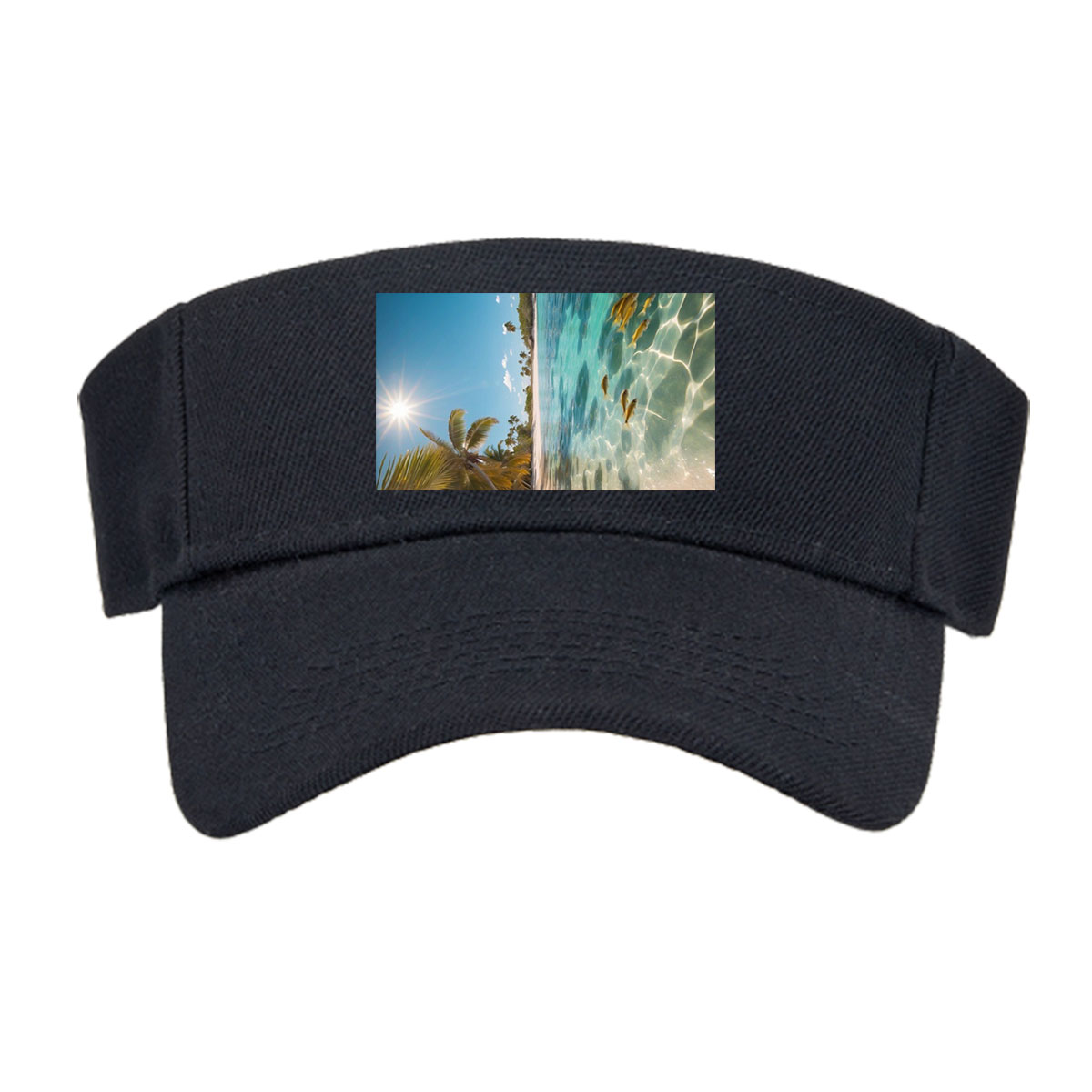 Tropical Beach with Palm Trees and Clear Water -  Visor cap