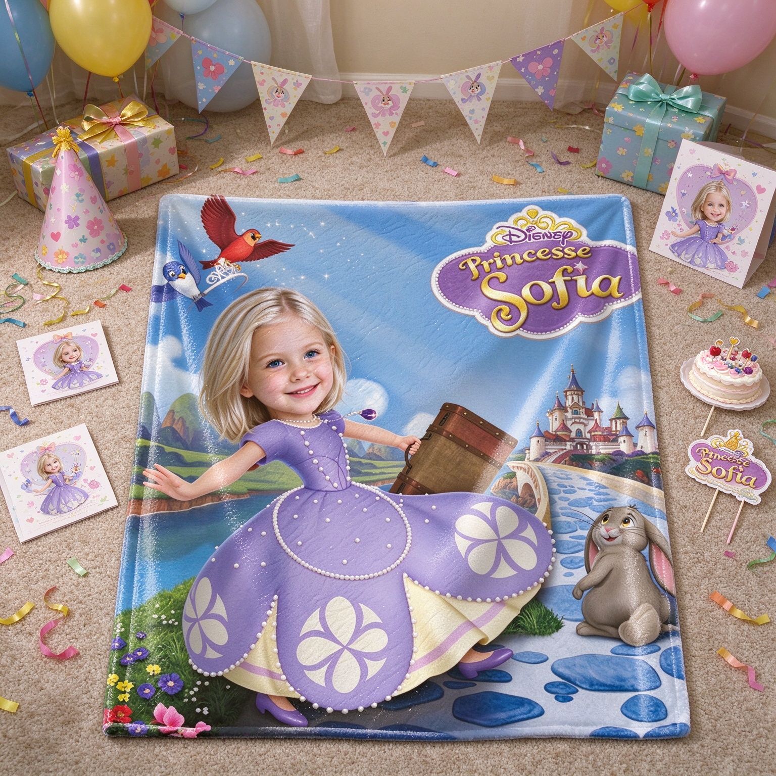 Custom Face Photo Blanket Personalized Princess Flannel Throw Ultra Soft Cozy Fleece Bed Couch Cover Ideal Birthday Gift