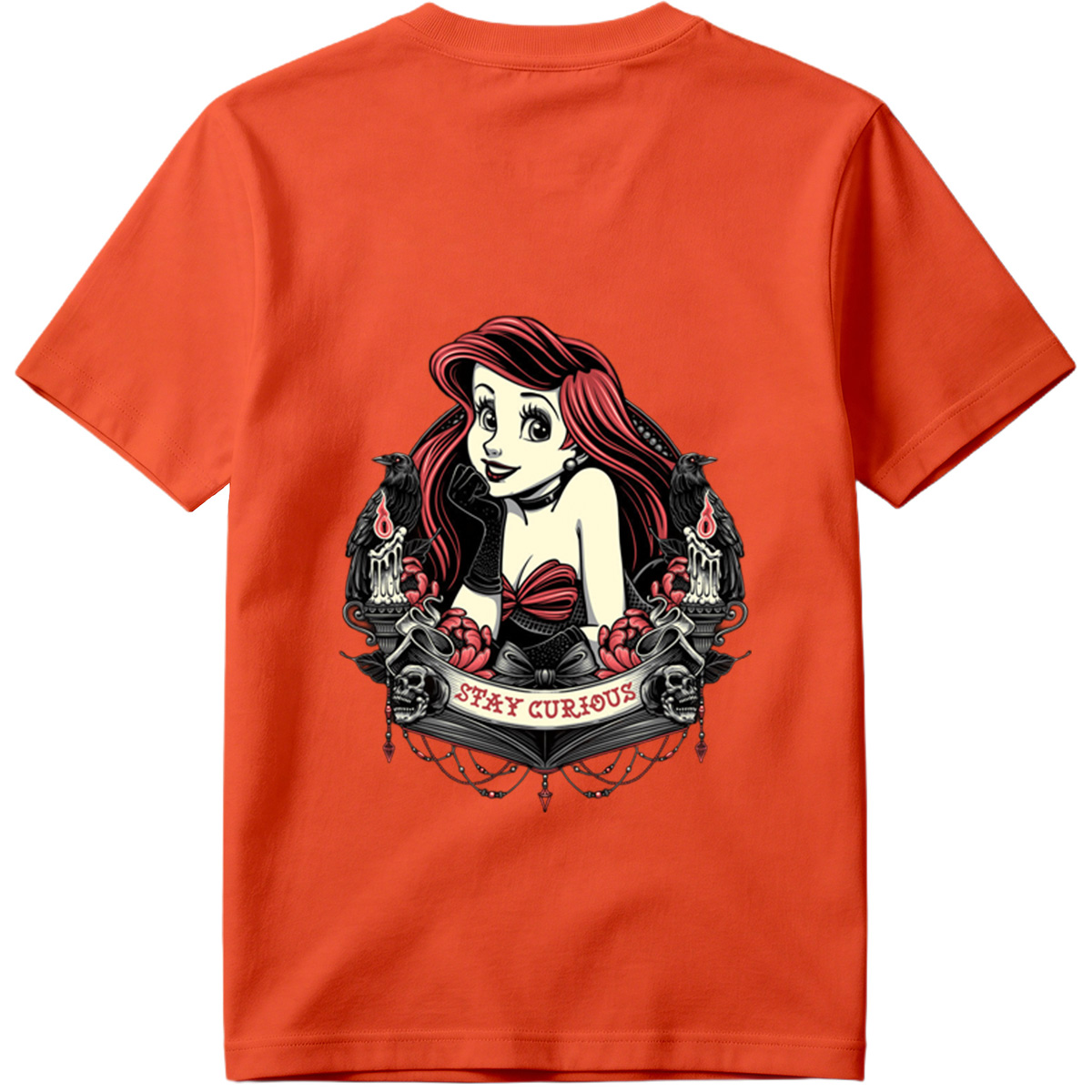 Ariel Stay Curious Gothic Design - Tee