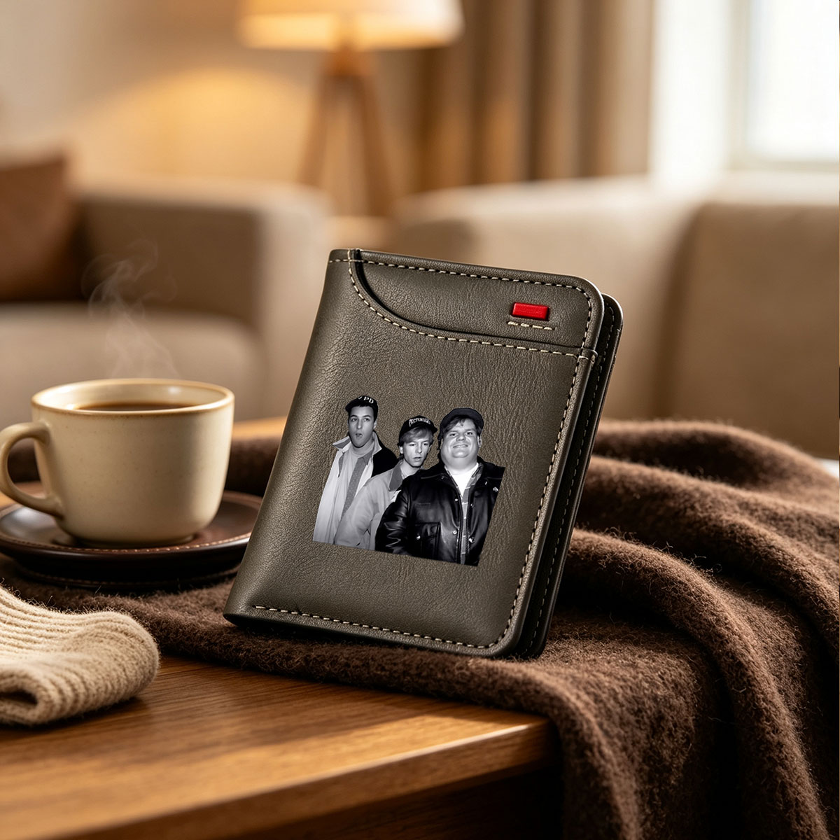 The Three Stooges in a Modern Twist: Adam Sandler, Chris Farley, and Dana Carvey Reimagined - Vertical Style Wallet