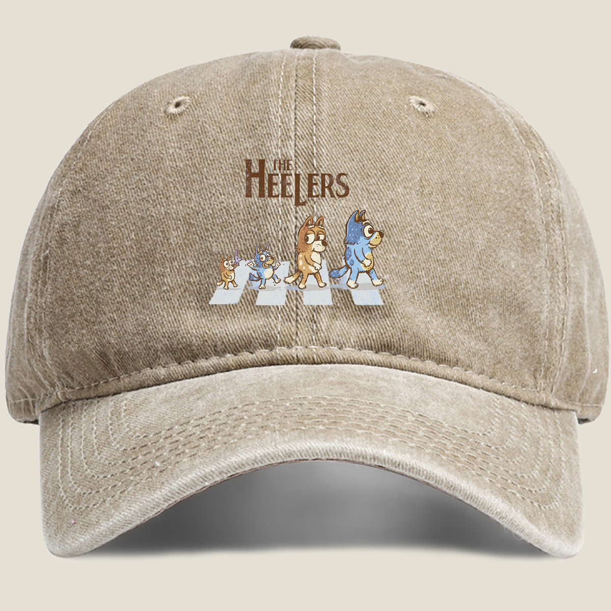The Heelers: Bluey, Bingo, Bandit, and Mum Dog - Washed Denim - Baseball Cap