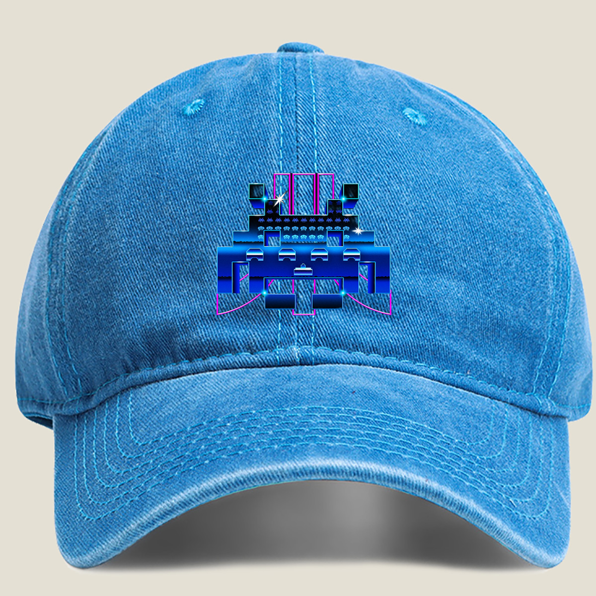 Space Invaders: Classic Arcade Encounter - Washed Denim - Baseball Cap