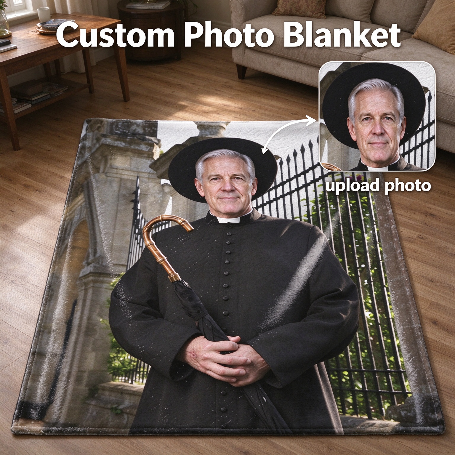 Custom Face Photo Blanket Personalized Flannel Throw Ultra Soft Velvet Fleece Portrait Keepsake Ideal Gift for Family