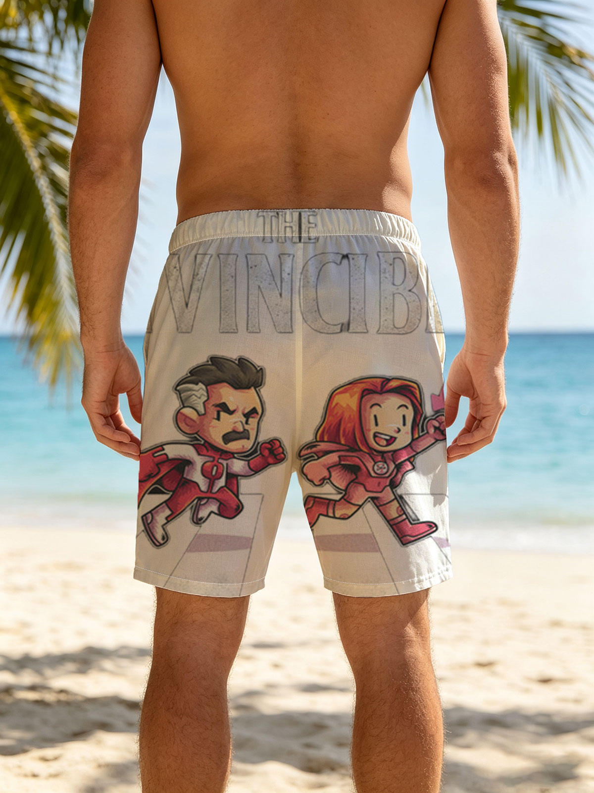 The Invincible: Four Heroes Running Across a Zebra Crossing -  Beach shorts