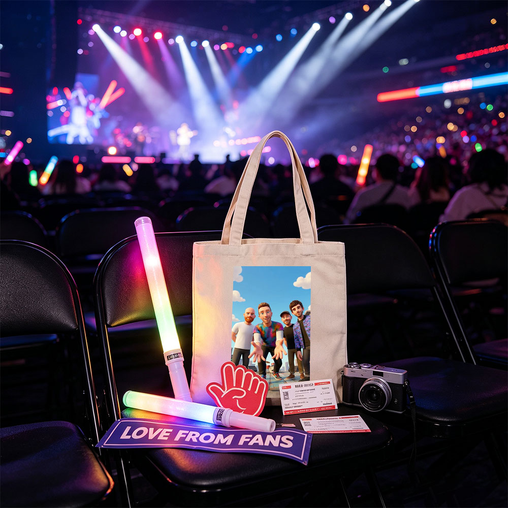 The Lonely Island Band Members on a Rooftop Stage with Graffiti and City Skyline Background - Canvas tote bags