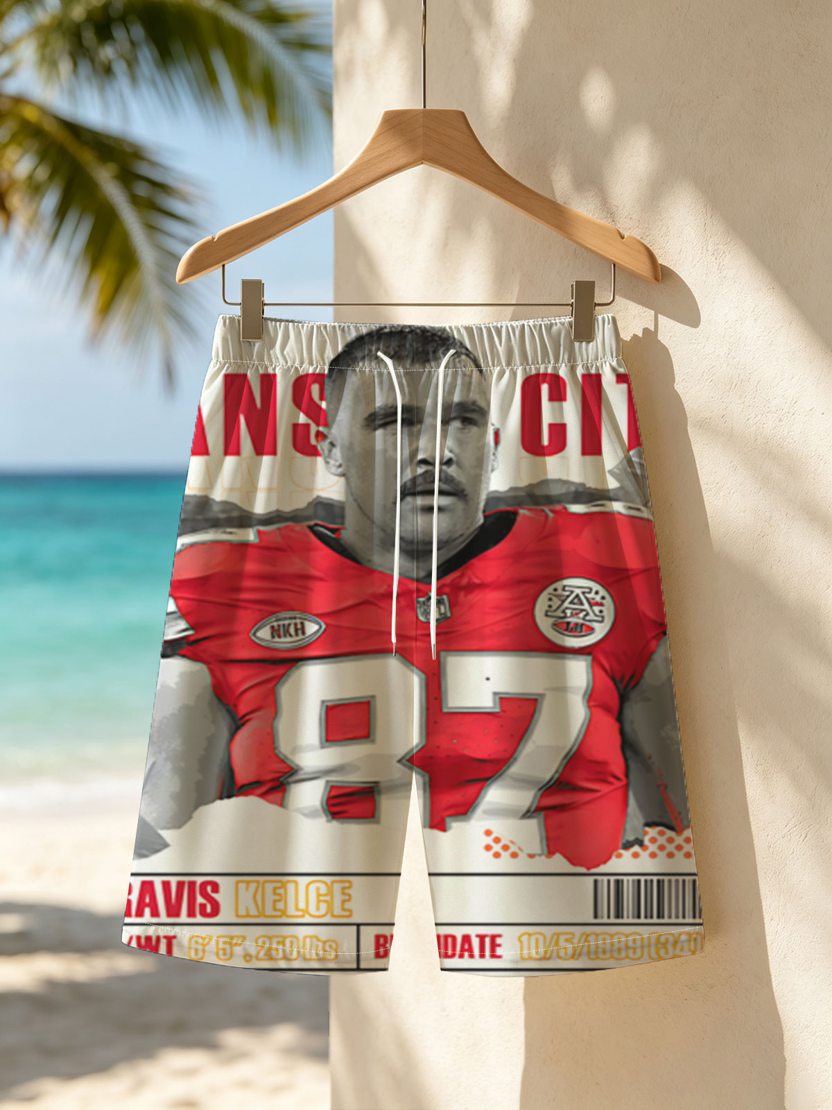 Travis Kelce, Kansas City Chiefs Tight End, #87, NFL Star -  Beach shorts