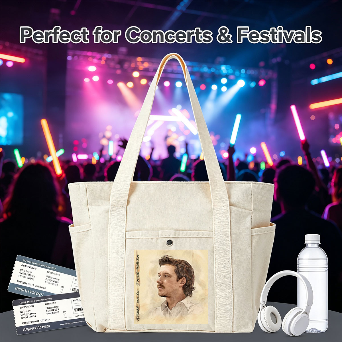 Morgan Wallen I'm the Problem Album Cover Art Portrait - Multi-pocket bags