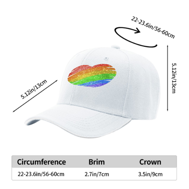 Unisex Classic Sandwich Hat with Rainbow Glitter Heart Print - Perfect for Pride Events, Outdoor Activities, and Casual Wear - Ideal for Adults Seeking Expressive Fashion Statement