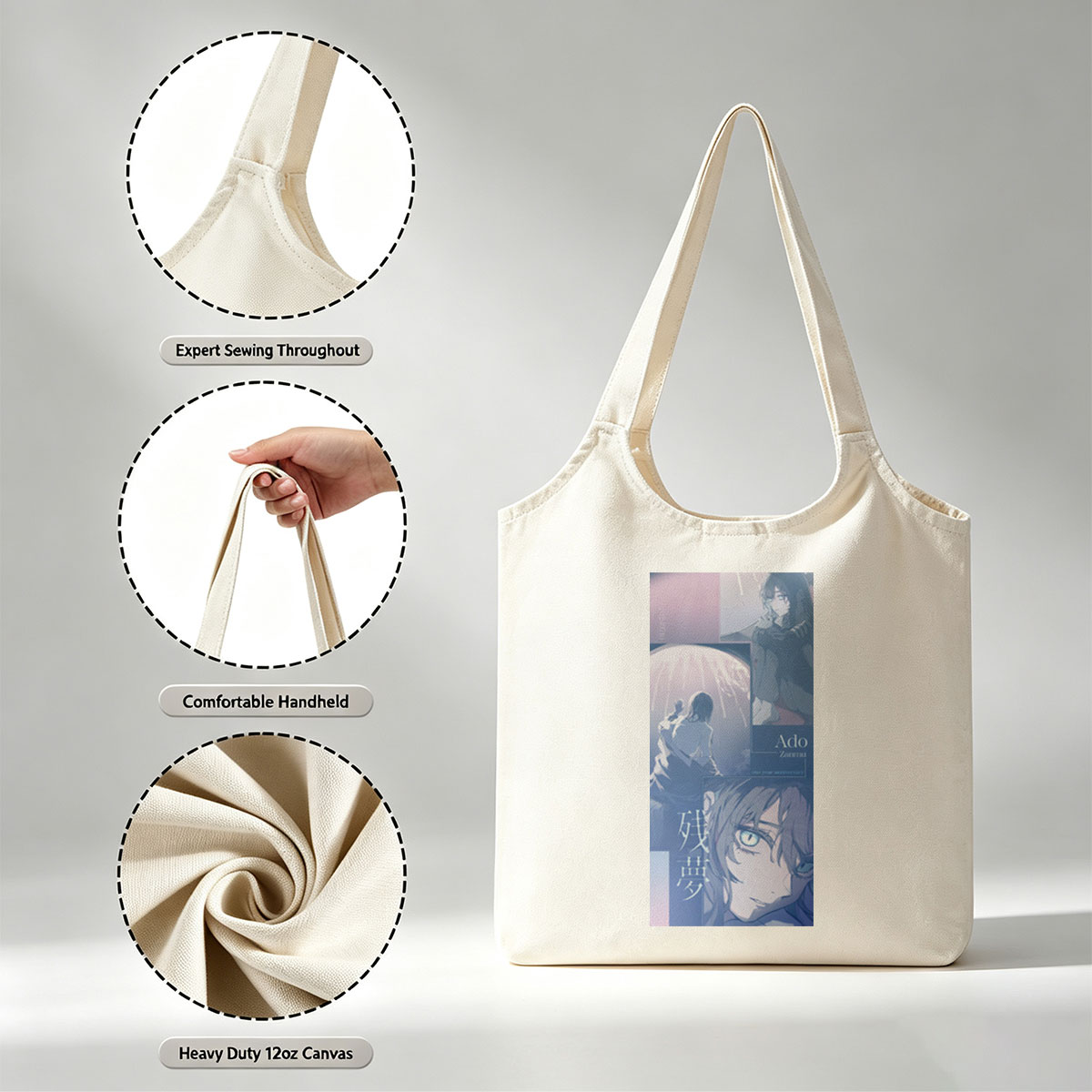Ado Zanmu One Year Anniversary Visual Art Featuring Anime Characters and Dreamy Scenes - Canvas shoulder bags/