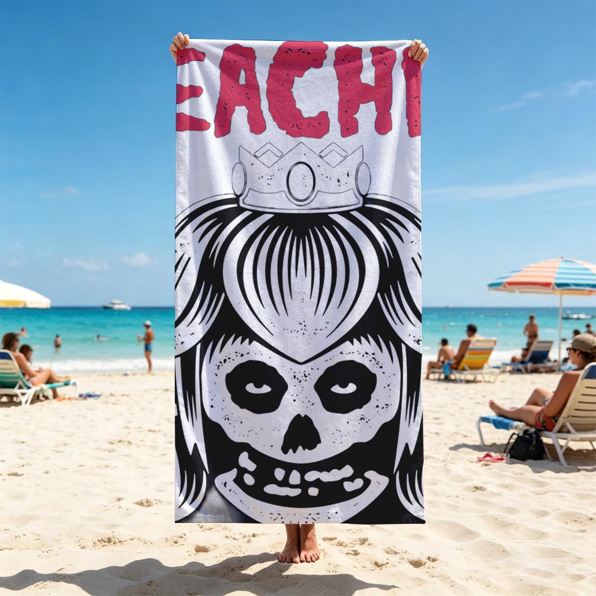 Peaches - Skull Queen with Crown - Beach towels