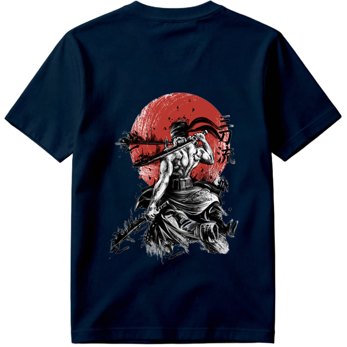 Samurai Warrior with Dual Swords Against Red Sun - Tee