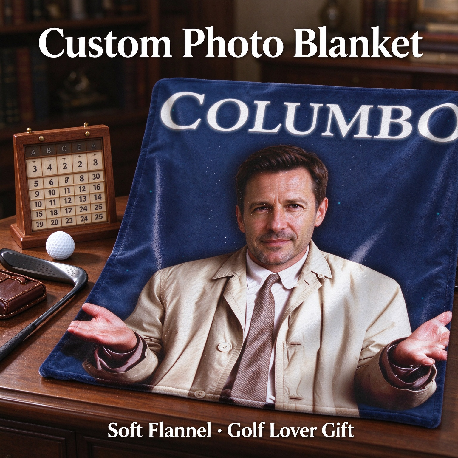 Custom Photo Face Blanket Soft Flannel Fleece Throw Anti-Pilling Warm Bed Sofa Cover Ideal Personalized Gift