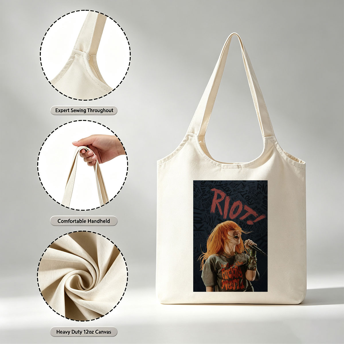 Paramore Riot! Live Performance with Intense Energy and Red Hair in Focus - Canvas shoulder bags/