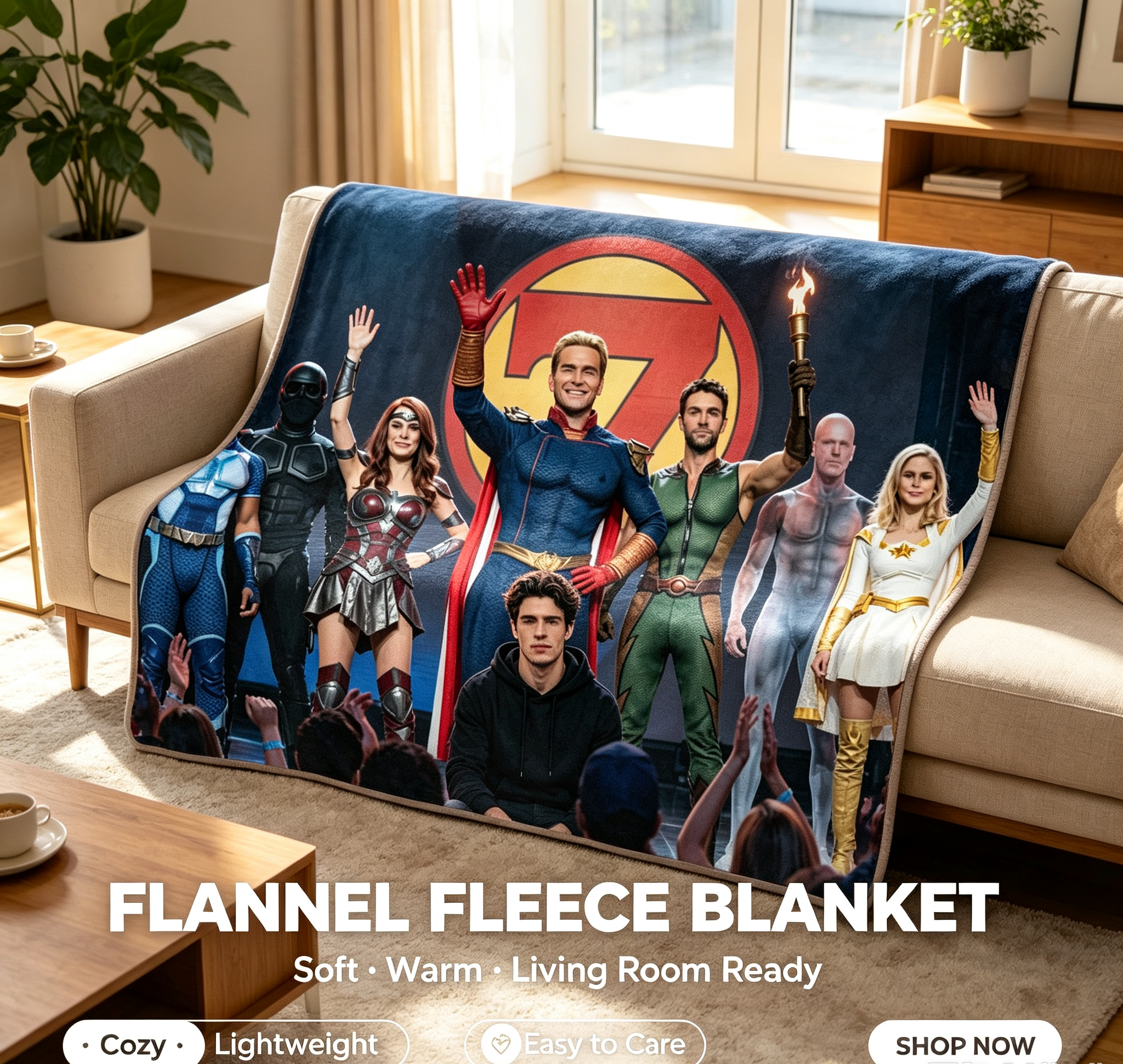 Custom Face Blanket The Boys Season 4 Superhero Team Flannel Blanket Perfect for Fans and Cosplay Enthusiasts Gift or Giveaway Idea