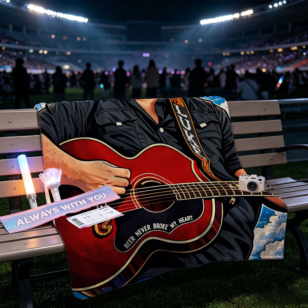 Luke Combs Singing with Acoustic Guitar Under Starry Sky - Blankets