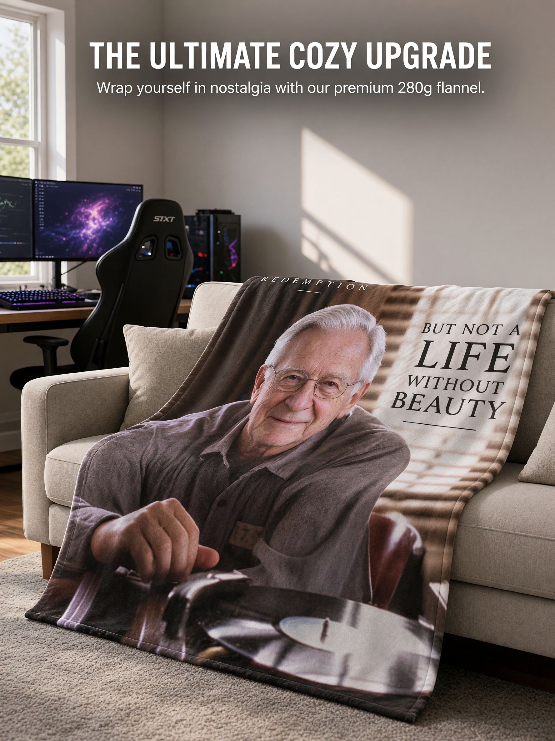 Custom Photo Blanket Personalized Portrait Soft Flannel Throw Anti-Pilling Plush Bed Sofa Cover for Family Gift