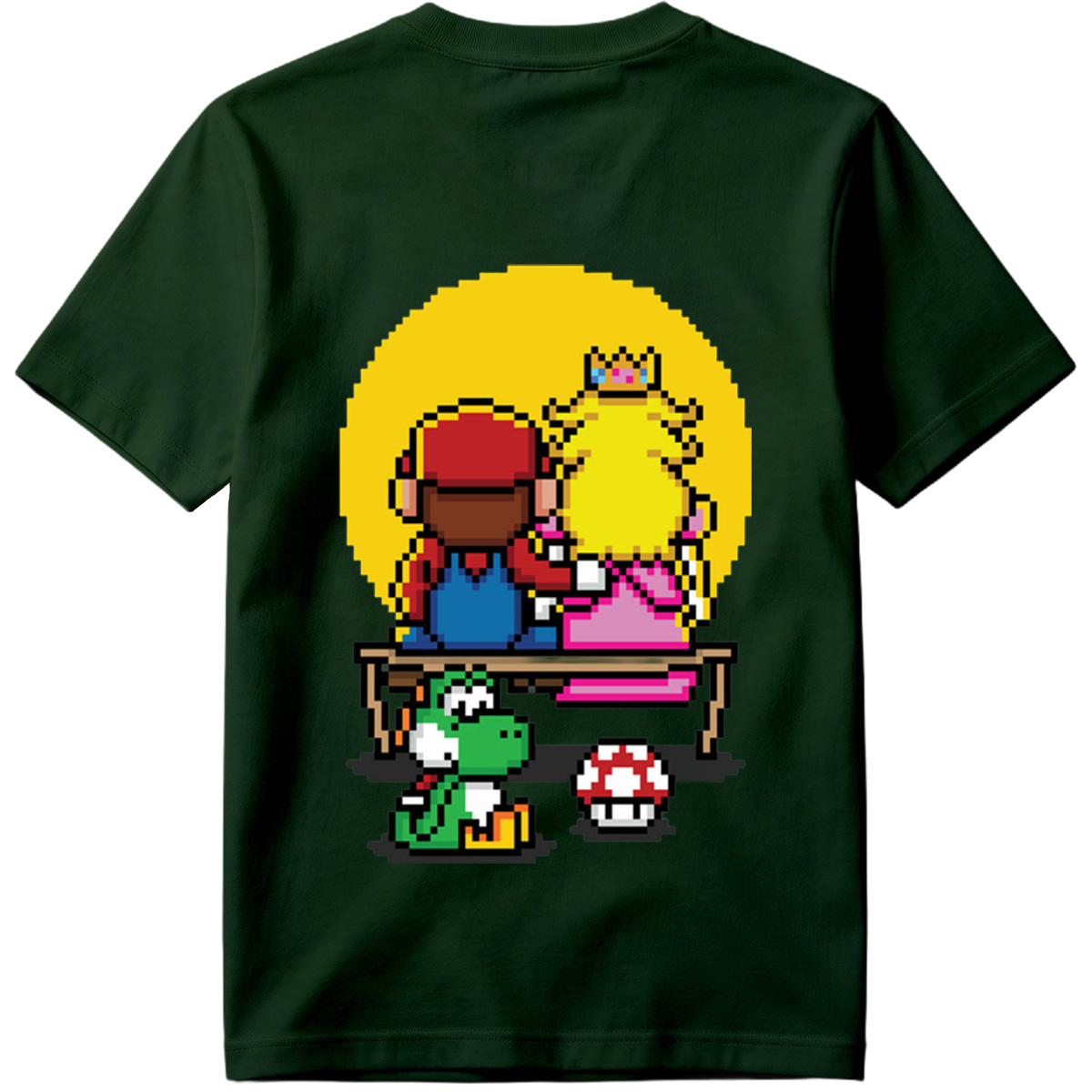 Mario and Peach Pixel Art with Yoshi and Mushroom - Tee