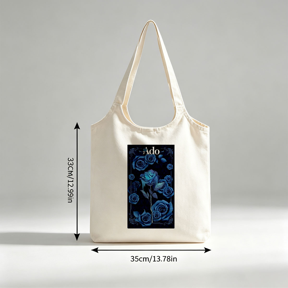 Ado Dark Blue Roses Artistic Floral Design - Canvas shoulder bags/