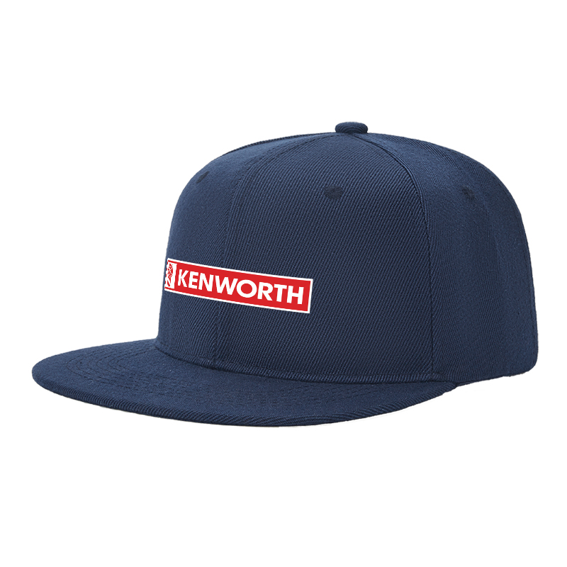 Flat Brim Baseball Cap Kenworth Logo Print Streetwear Underground Skate Style for Basketball Court Urban Skate Park Hip Hop Riders and Streetwear Enthusiasts