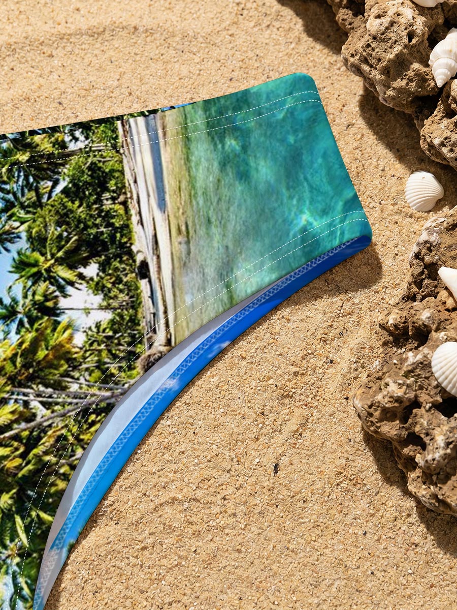 Tropical Paradise with Palm Trees and Crystal Clear Water -  Men's swim trunks