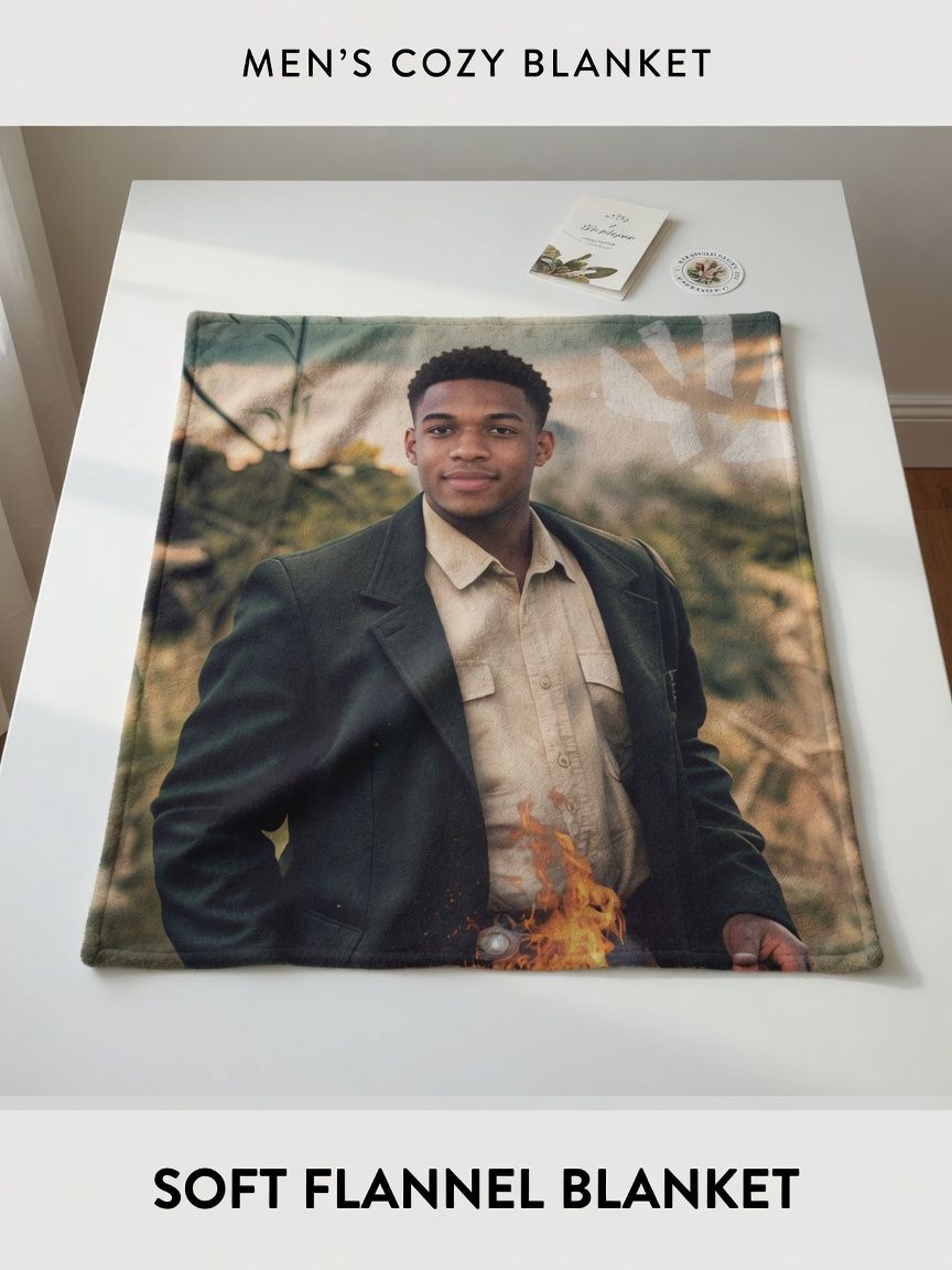 Custom Photo Face Blanket Personalized Flannel Throw, Ultra Soft Anti-Pilling Fleece Bed Cover for Family Memory Gifts