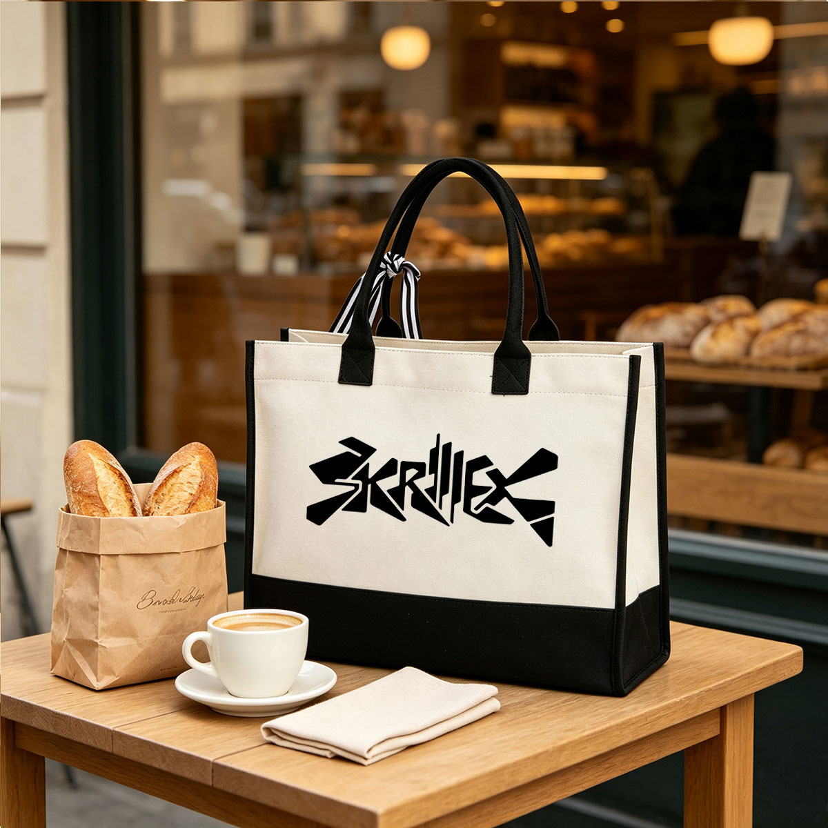Skrillex Logo Outline Design - Canvas patchwork gift tote bag