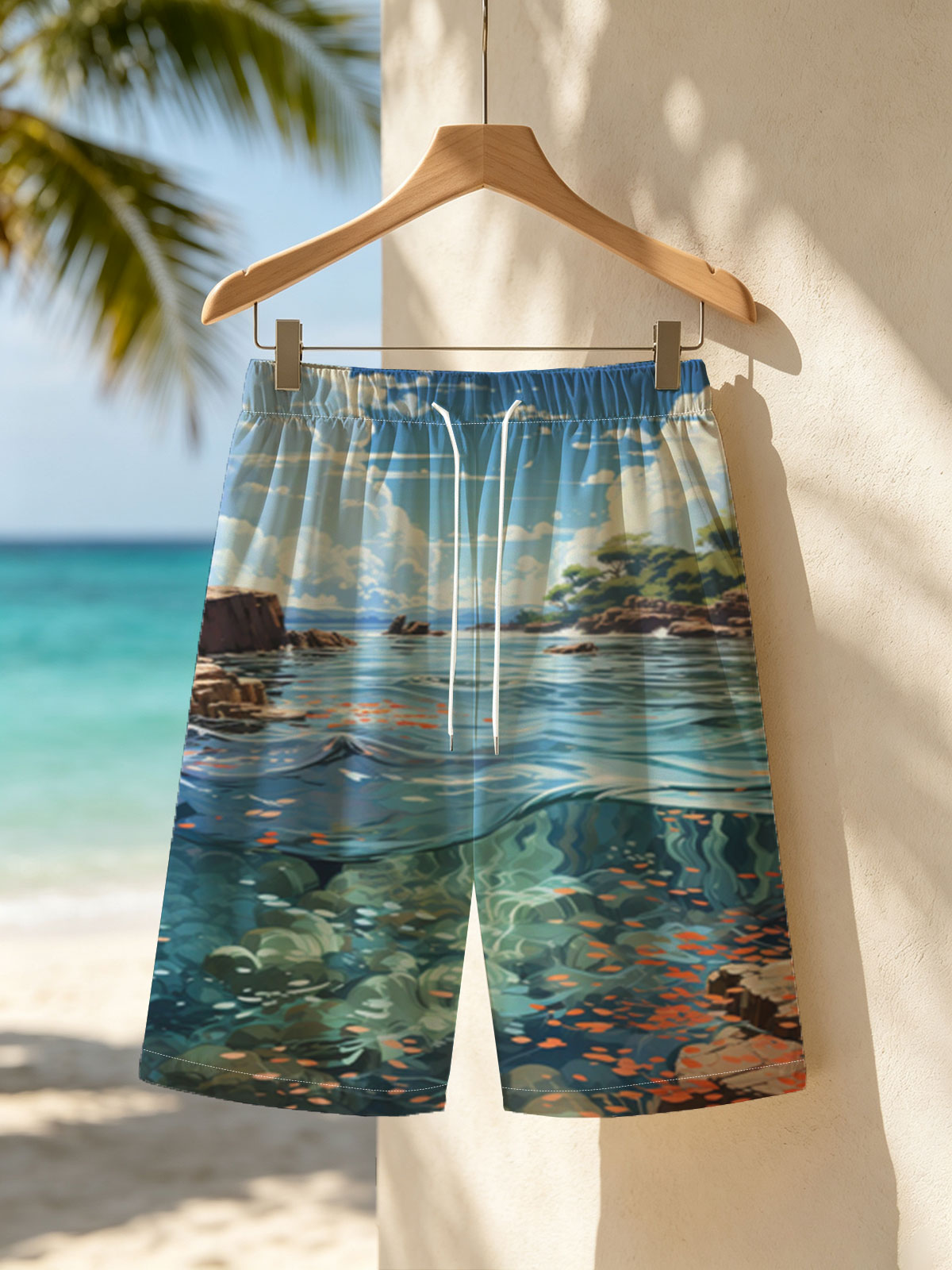 Crystal Clear Waters and Sky Reflections -  Beach shorts