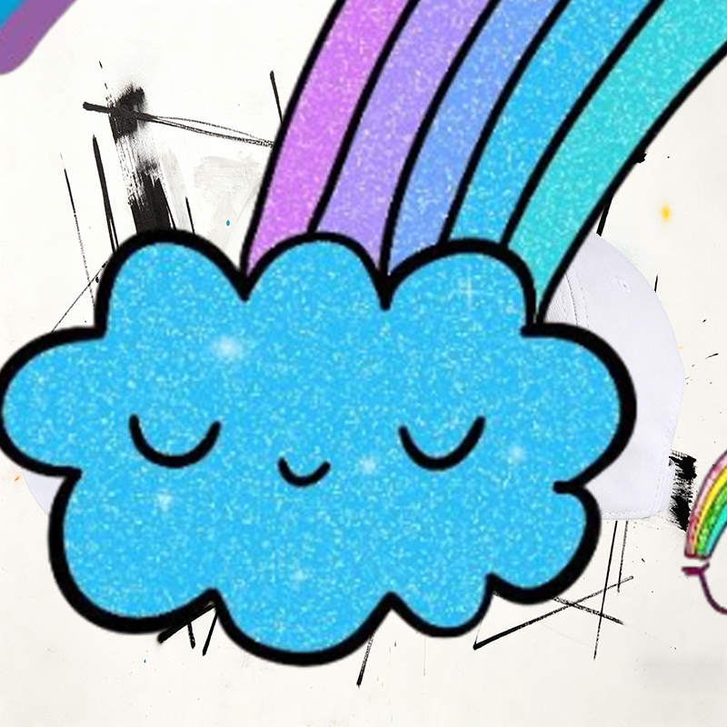 Unisex Classic Baseball Cap with Rainbow Star and Cloud Print - Cute Glitter Design for Outdoor Activities, Perfect for Teens and Young Adults