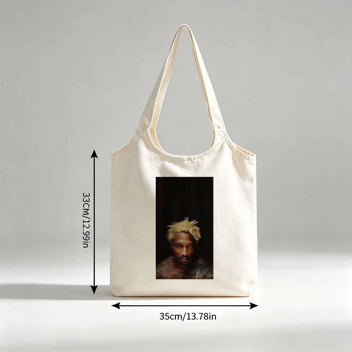 Future Rapper with Blonde Dreads and Tattoos in Dark Portrait - Canvas shoulder bags/