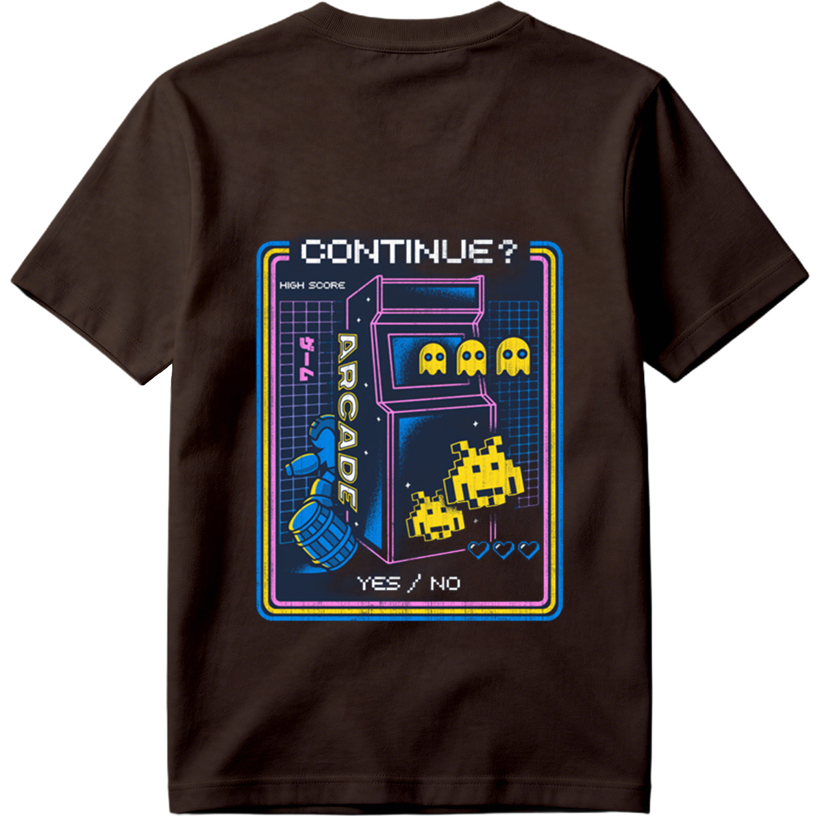 Pac-Man and Space Invaders Arcade Continue Screen - Tee