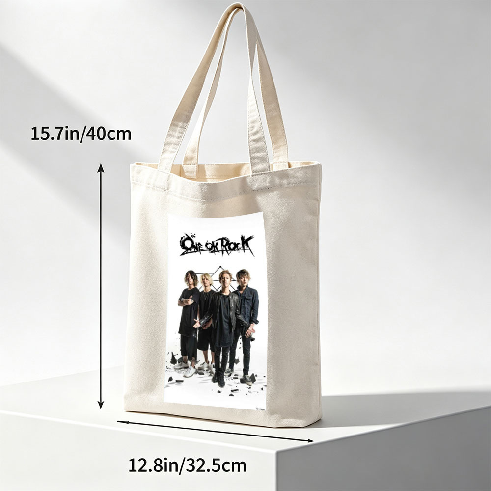 One Ok Rock Band Members Standing Together in Edgy Fashion with Broken Glass on White Background - Canvas tote bags