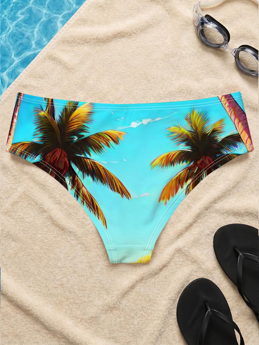 Tropical Sunset Beach with Palm Trees and a Solitary Figure -  Men's swim trunks
