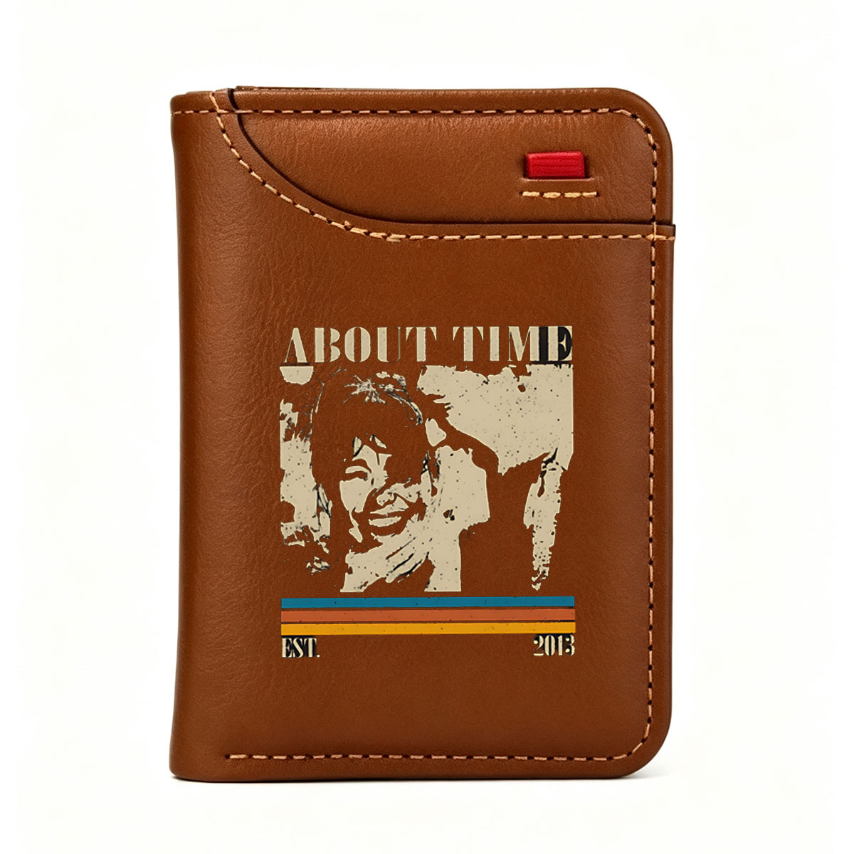About Time: A Vintage-Inspired Portrait of a Smiling Woman, Est. 2013 - Vertical Style Wallet