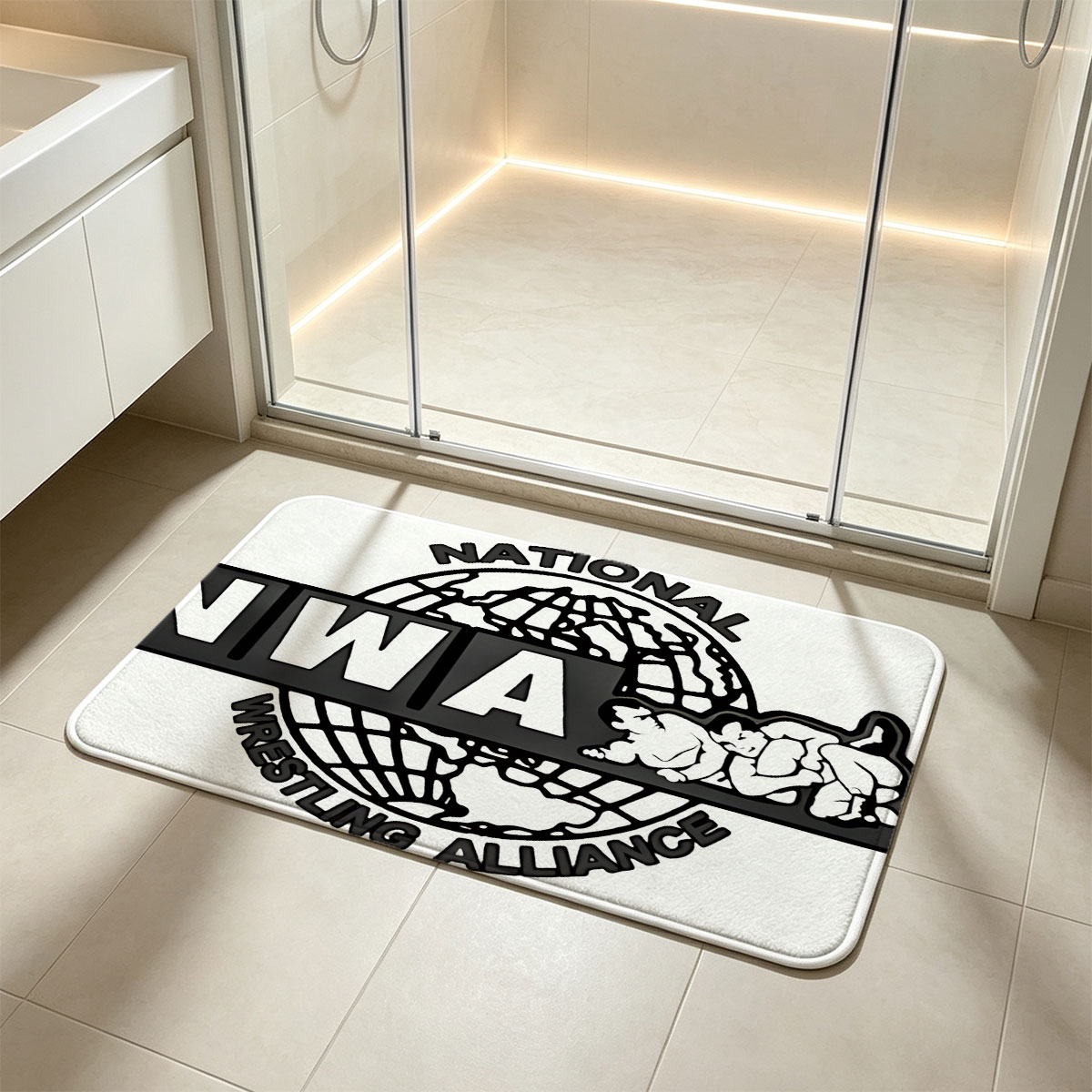 NWA Wrestling Alliance Logo Featuring Global Design and Classic Typography - Flannel floor mat
