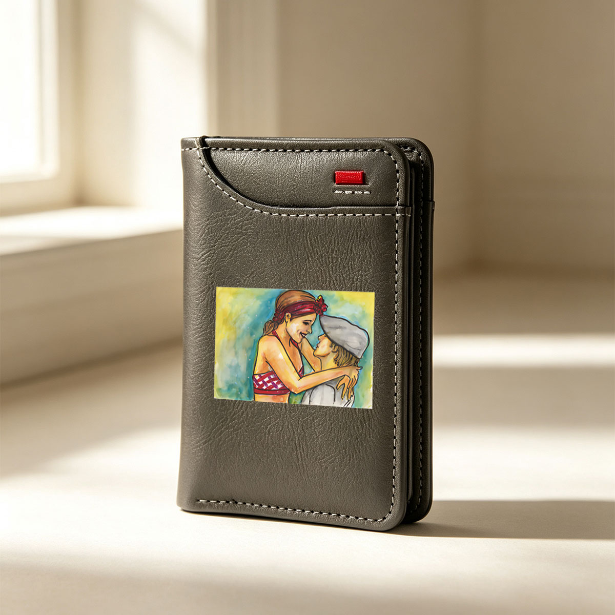 Two Women Embracing in a Colorful Hug - Vertical Style Wallet