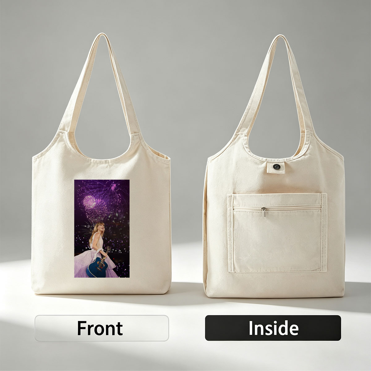 Taylor Swift Live Performance with Fireworks and Acoustic Guitar - Canvas shoulder bags/
