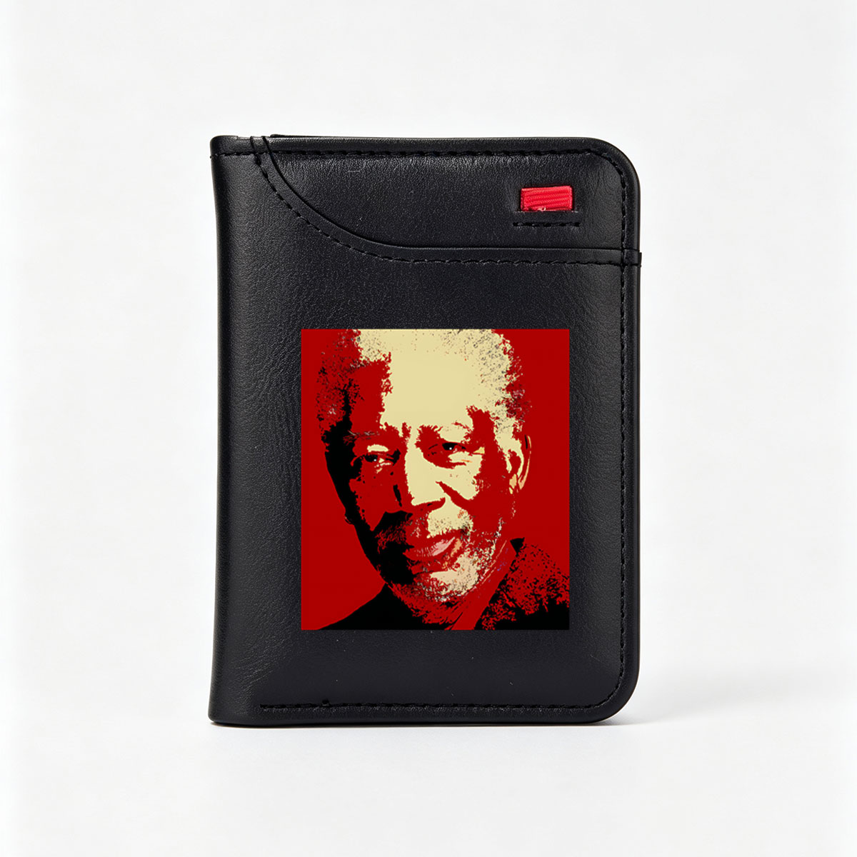 Nelson Mandela Portrait in Red and Beige Tones - Vertical Style Wallet
