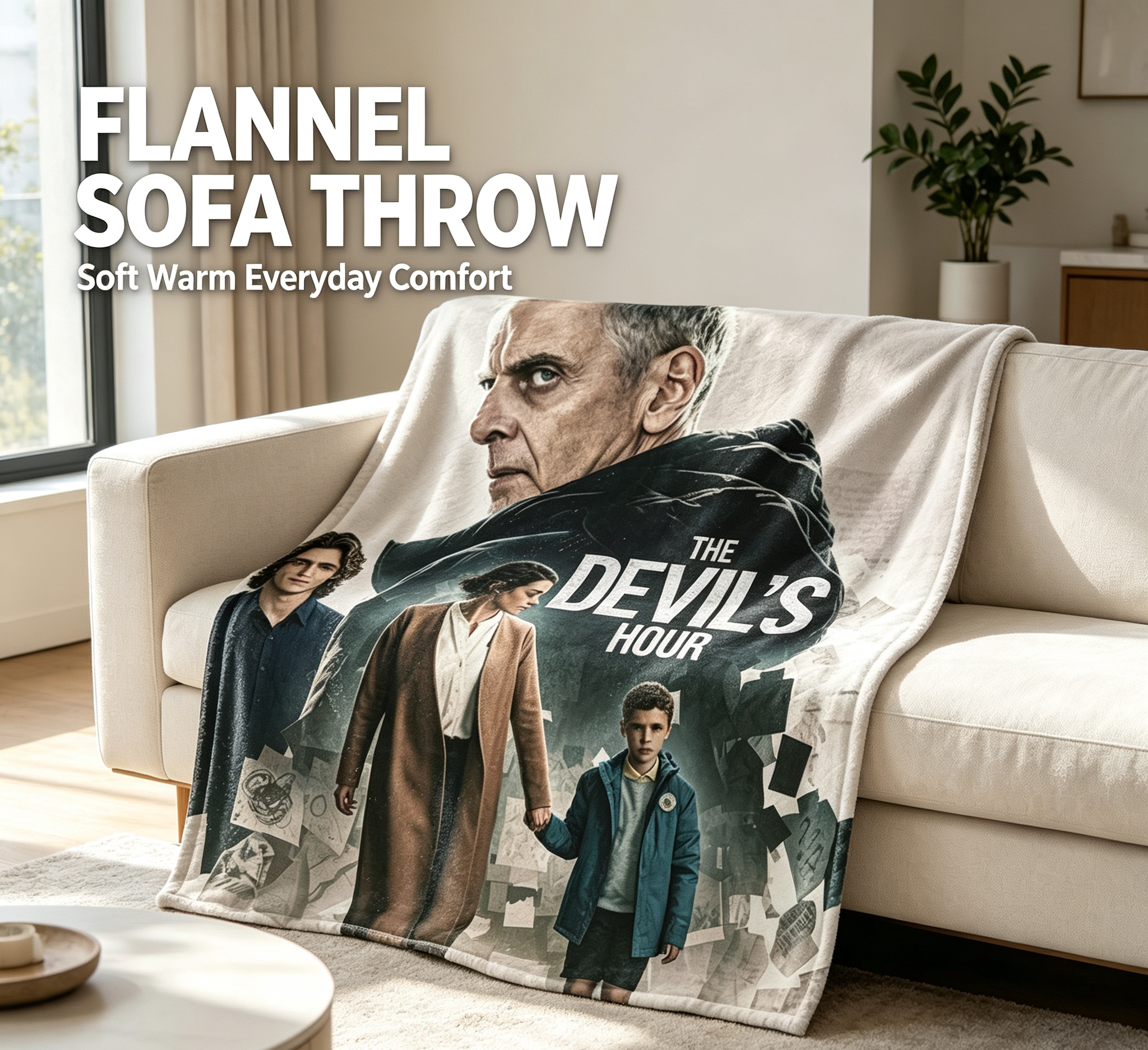 Custom Face Blanket The Devil's Hour Flannel Blanket Movie Poster Design Cozy Home Decor Gift for Fans