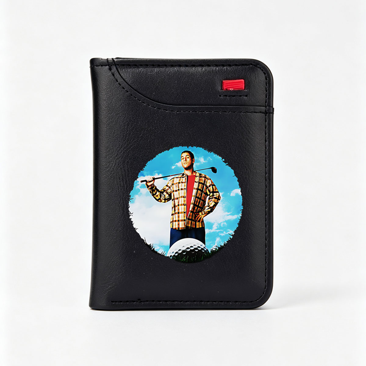 Golfer in Plaid Shirt with Golf Club and Ball - Vertical Style Wallet