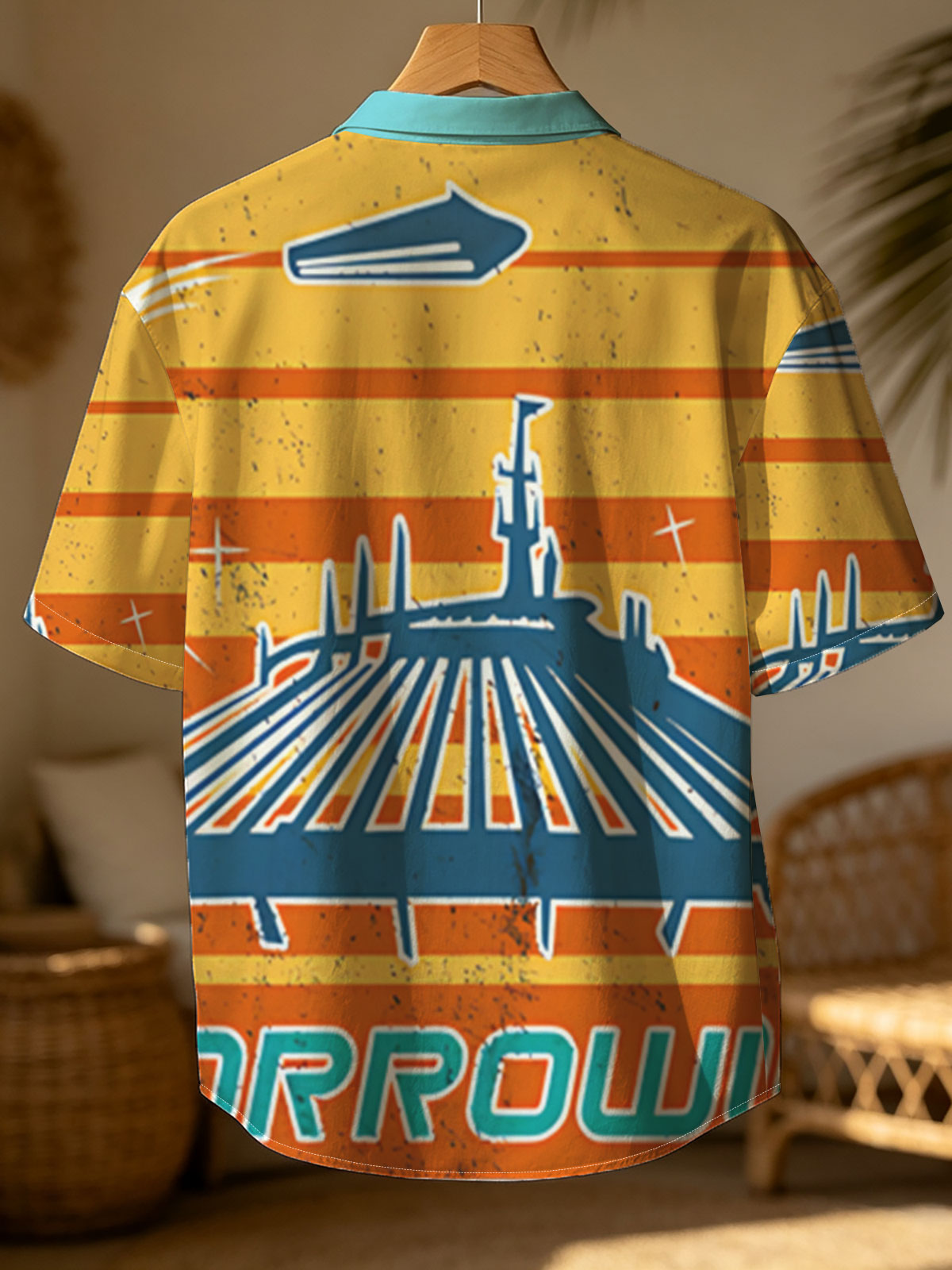 Tomorrowland: Iconic Space Mountain Silhouette with Retro Solar Background -  Shirt
