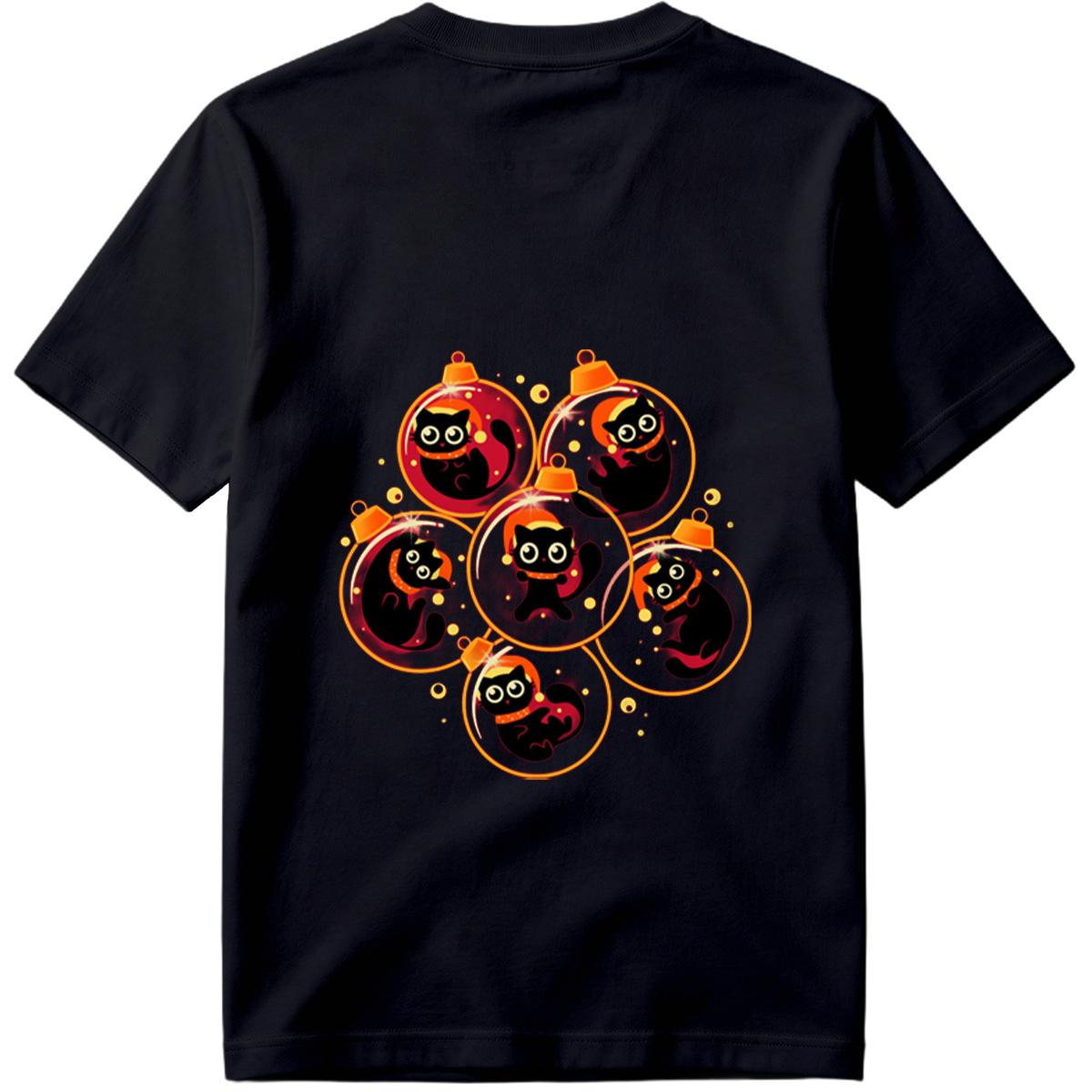 Black Cats in Christmas Ornaments - Tee