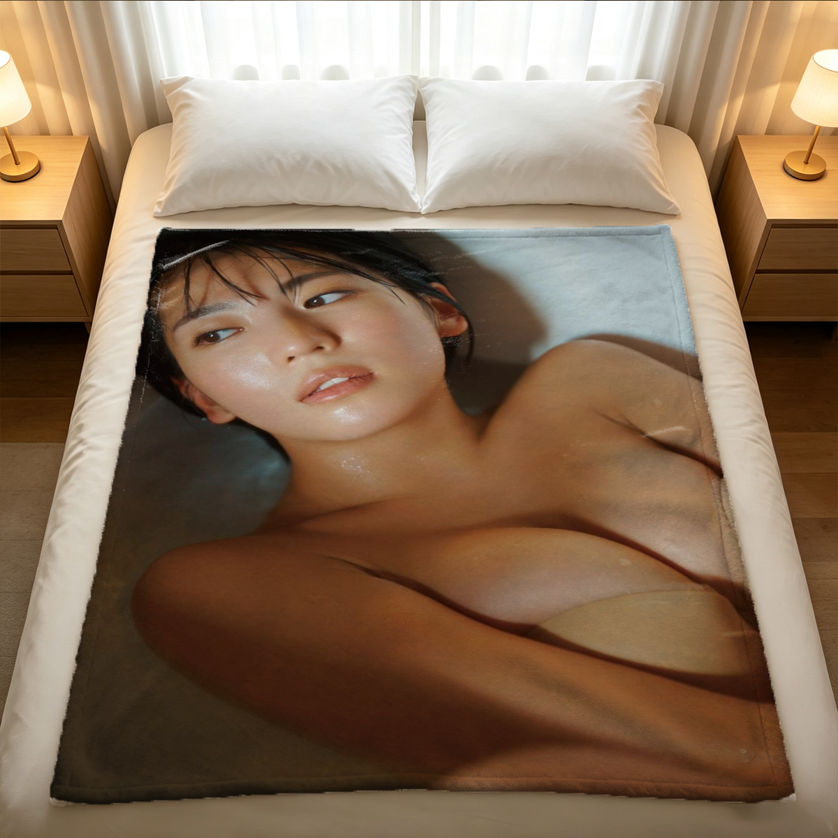 Mirei Kurosawa in Floral Bandeau Bikini Top in Jungle Setting - Blanket