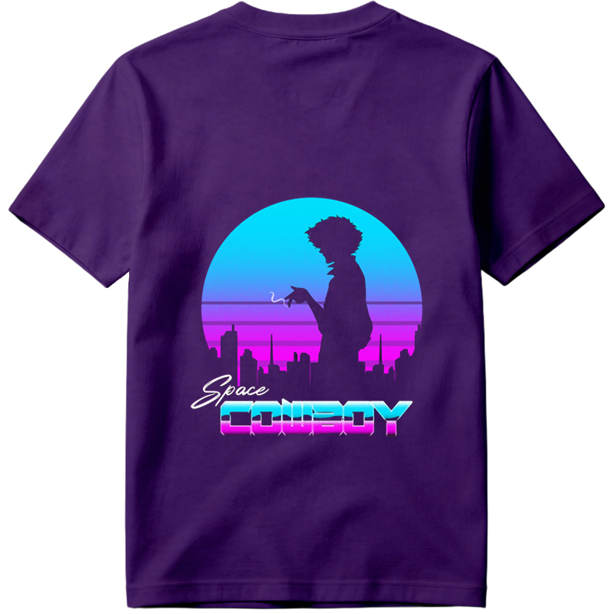 Space Cowboy - Silhouette of a Man Against a Retro-Futuristic Cityscape - Tee